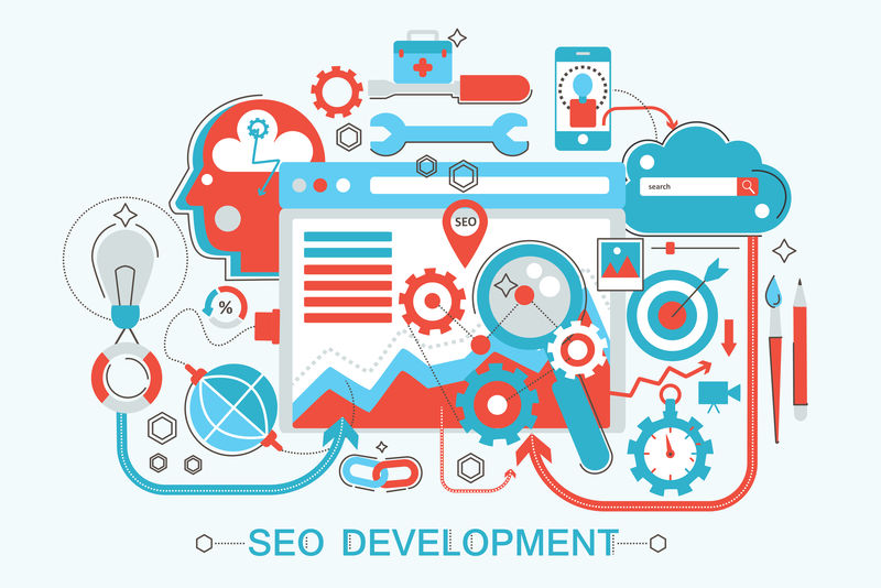 現代平面細線設計網頁橫幅網站,介紹,傳單和海報的網頁開發概念。